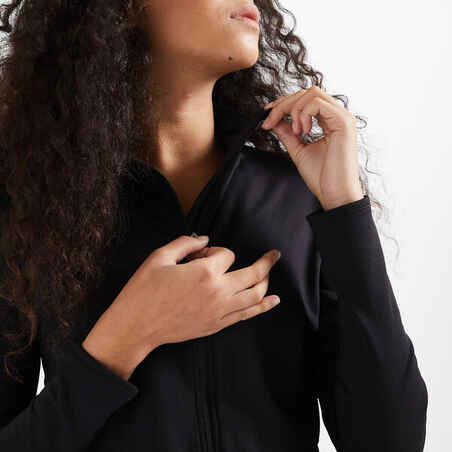 Women's Straight-Cut Fitness Cardio Jacket - Black