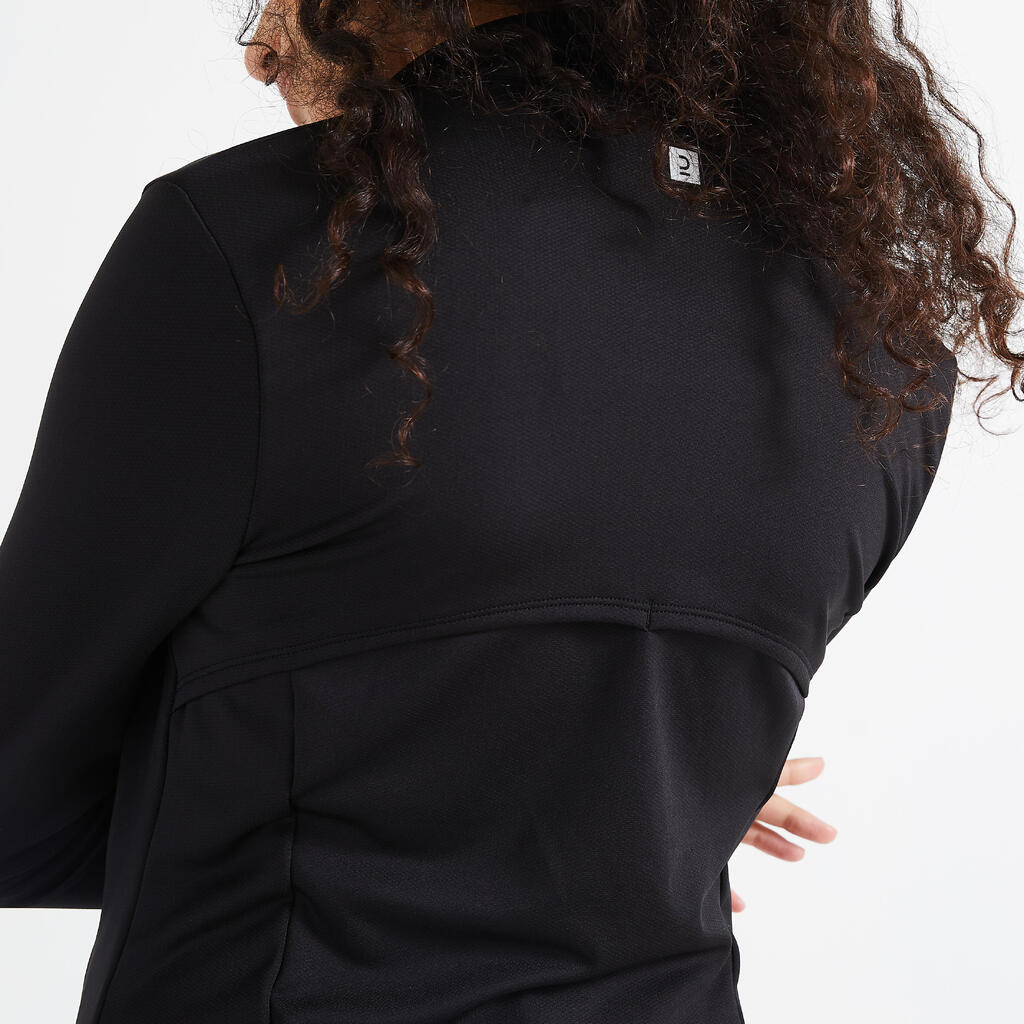 Chamarra Fitness Cardio Mujer Negro Corte Recto