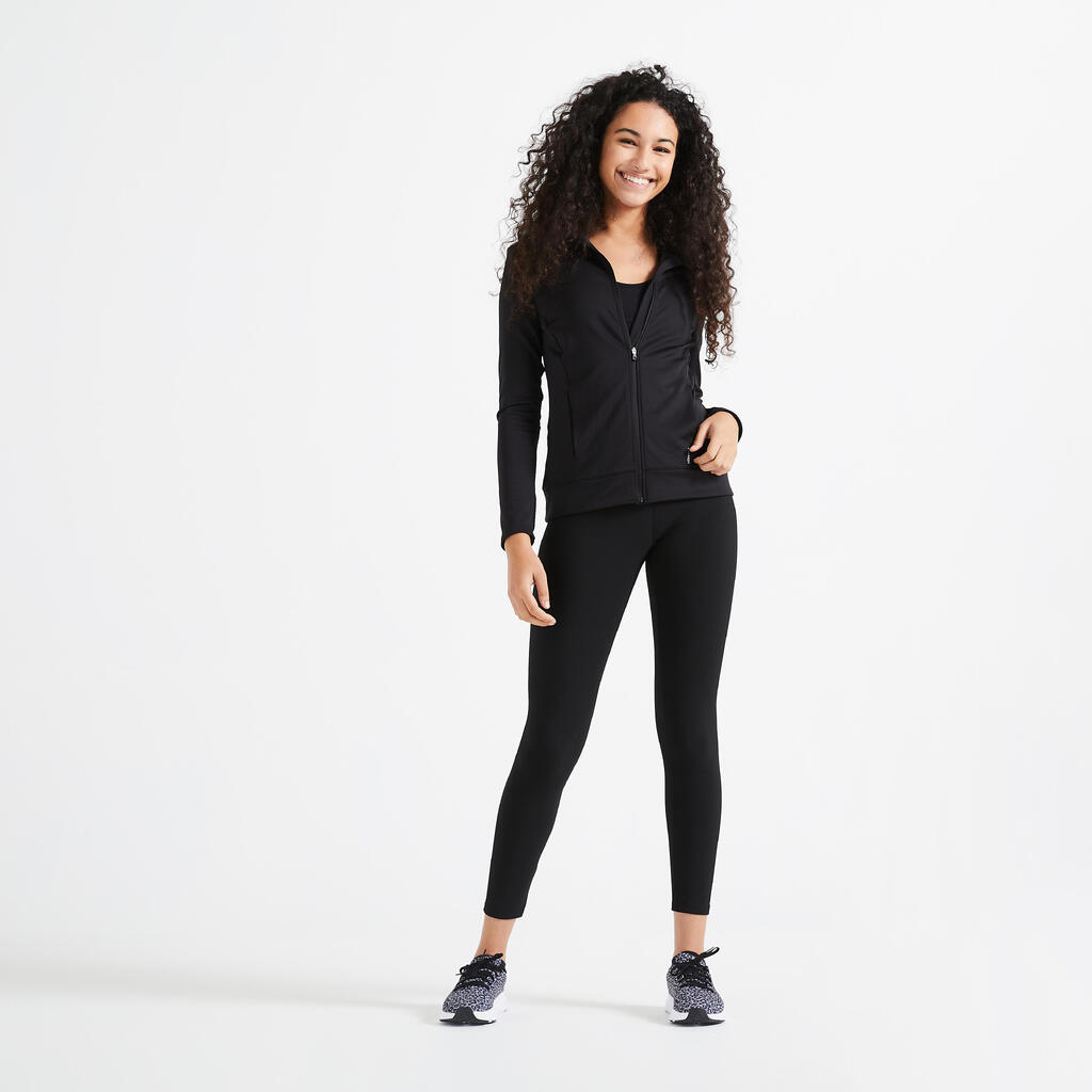 Women's Straight-Cut Fitness Cardio Jacket - Black