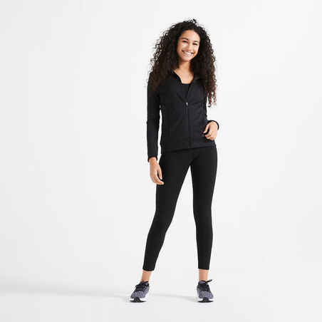 Women's Straight-Cut Fitness Cardio Jacket - Black