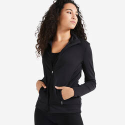 Women's Straight-Cut Fitness Cardio Jacket - Black