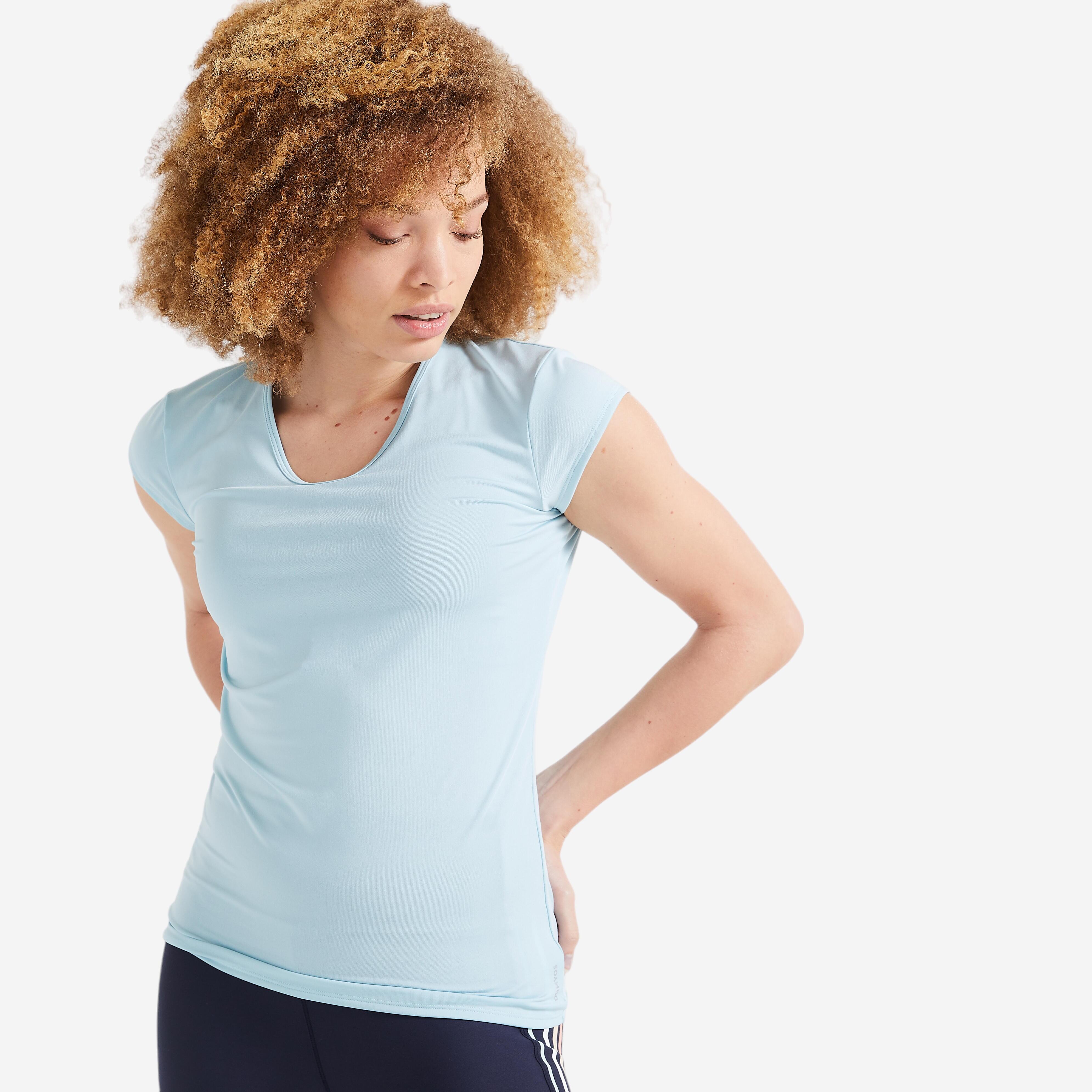 T-shirt donna fitness 100 taglio slim nera DOMYOS | DECATHLON