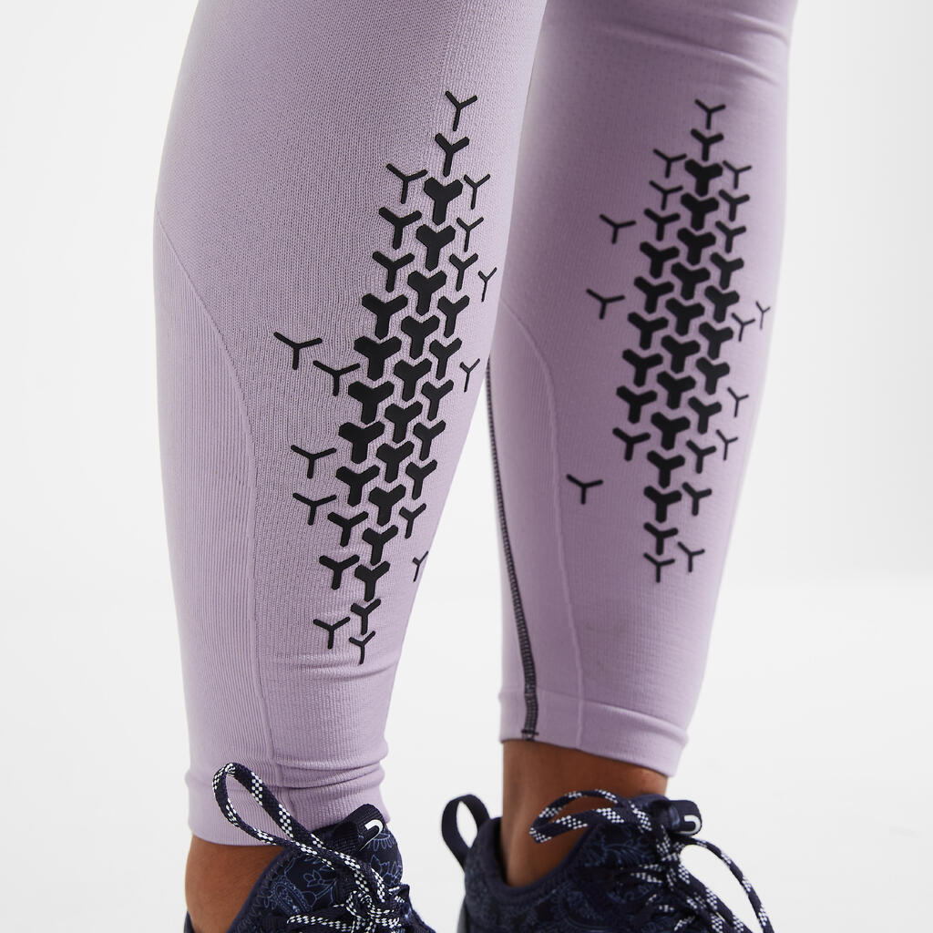 Women's Seamless Cross-Training Leggings - Purple/Black