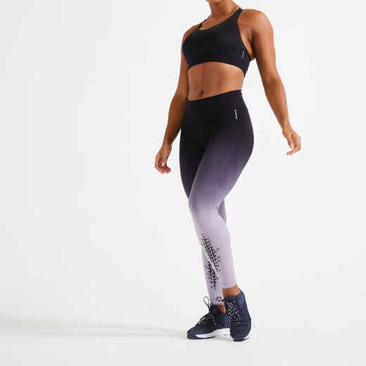 Women's Seamless Cross-Training Leggings - Purple/Black