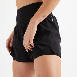 Tratado Mansión Discrepancia Short pantalon corto fitness 2 en 1 Mujer Domyos negro | Decathlon