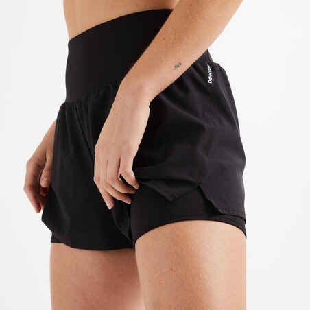 Women's 2-in-1 Fitness Cardio Shorts - Black