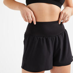 Short 2 en 1 Fitness Cardio Femme Noir