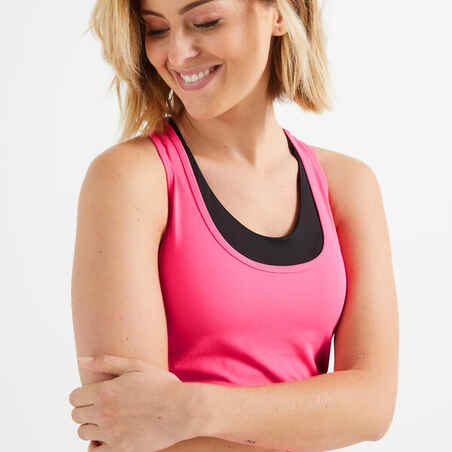 Muscle Back Crew Neck Fitness Cardio Tank Top My Top - Pink