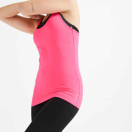Muscle Back Crew Neck Fitness Cardio Tank Top My Top - Pink