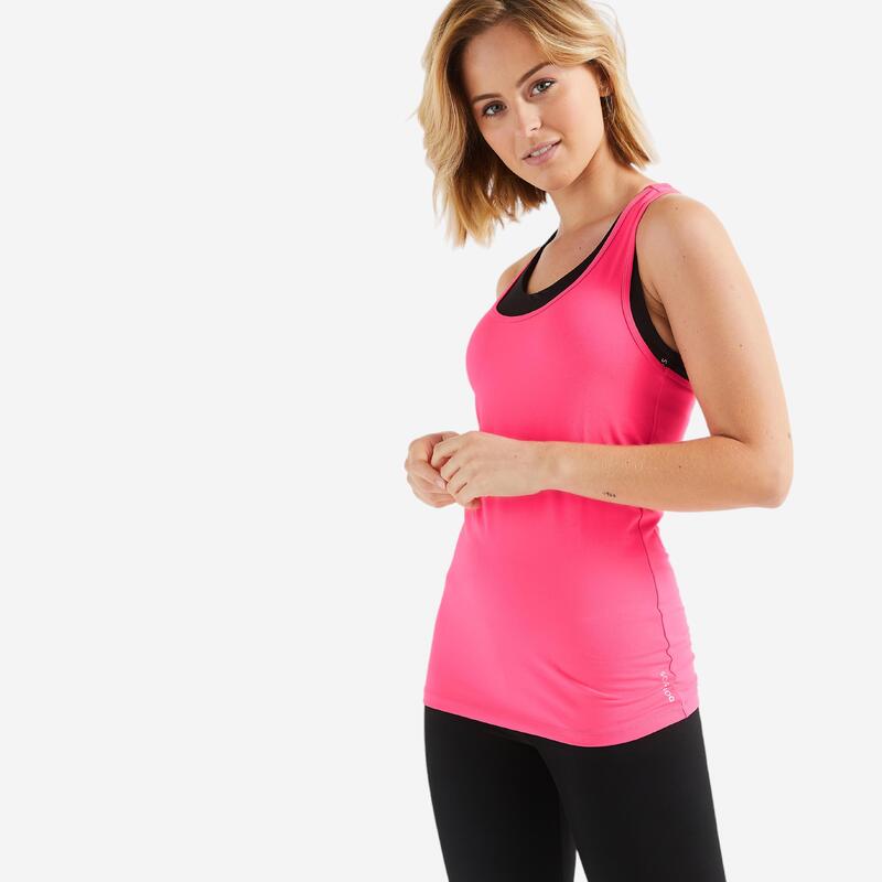 Canotta donna fitness my top 100 taglio aderente rosa fluo Canotta donna fitness my top 100 taglio aderente rosa fluo