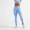 High-Waisted Seamless Fitness Leggings with Phone Pocket - Blue