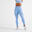 Leggings mit hohem Taillenbund und Smartphonetasche Fitness seamless - blau