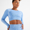 Women Gym Tshirt Long Sleeved Seamless FCT900 Blue