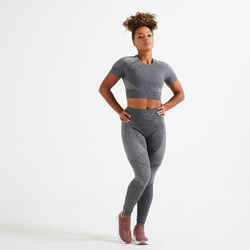 High-Waisted Seamless Fitness Leggings with Phone Pocket - Grey