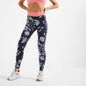Women Gym Leggings Polyester High Waisted FTI500 Floral Blue