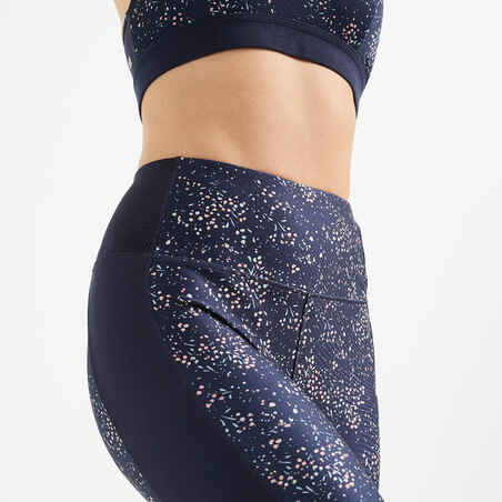 Women's phone pocket fitness high-waisted leggings, dark blue