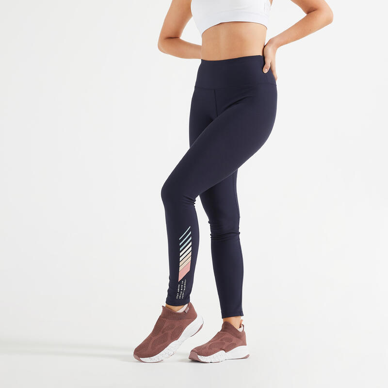 Női leggings fitneszhez FTI 500, magasított derekú