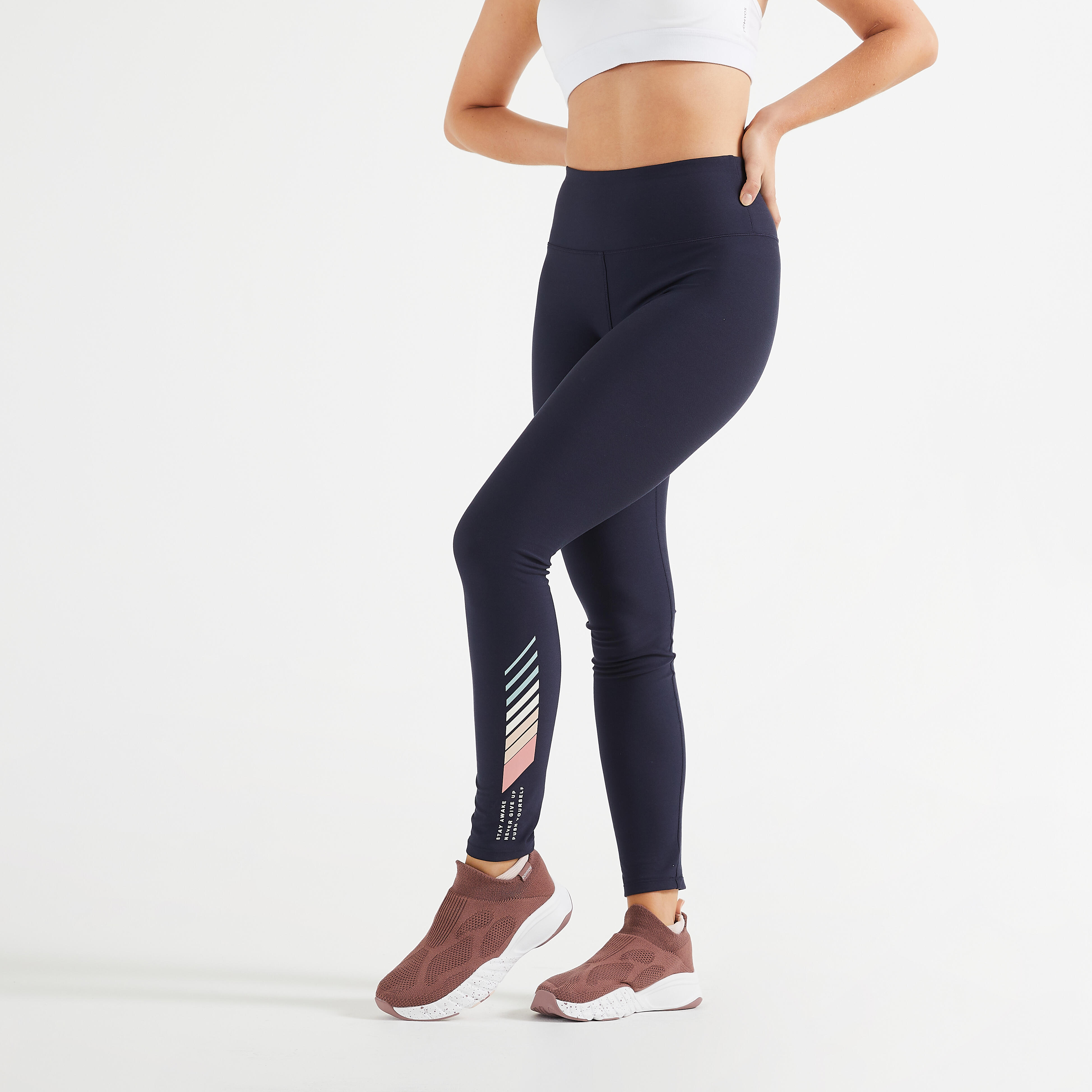 Leggings donna fitness 100 vita alta neri DOMYOS | DECATHLON