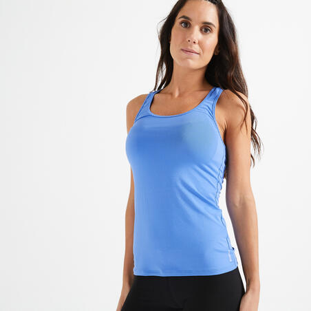 Muscle Back Crew Neck Fitness Cardio Tank Top My Top - Blue