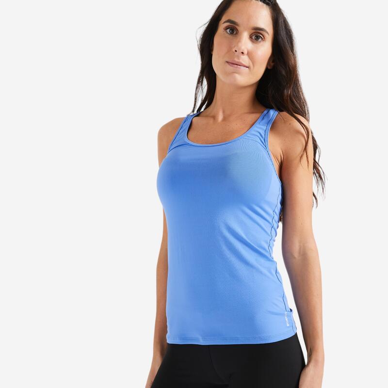 Débardeur dos nageur col rond bleu Fitness Cardio MY TOP