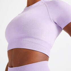 Seamless Short-Sleeved Cropped Fitness T-Shirt - Purple