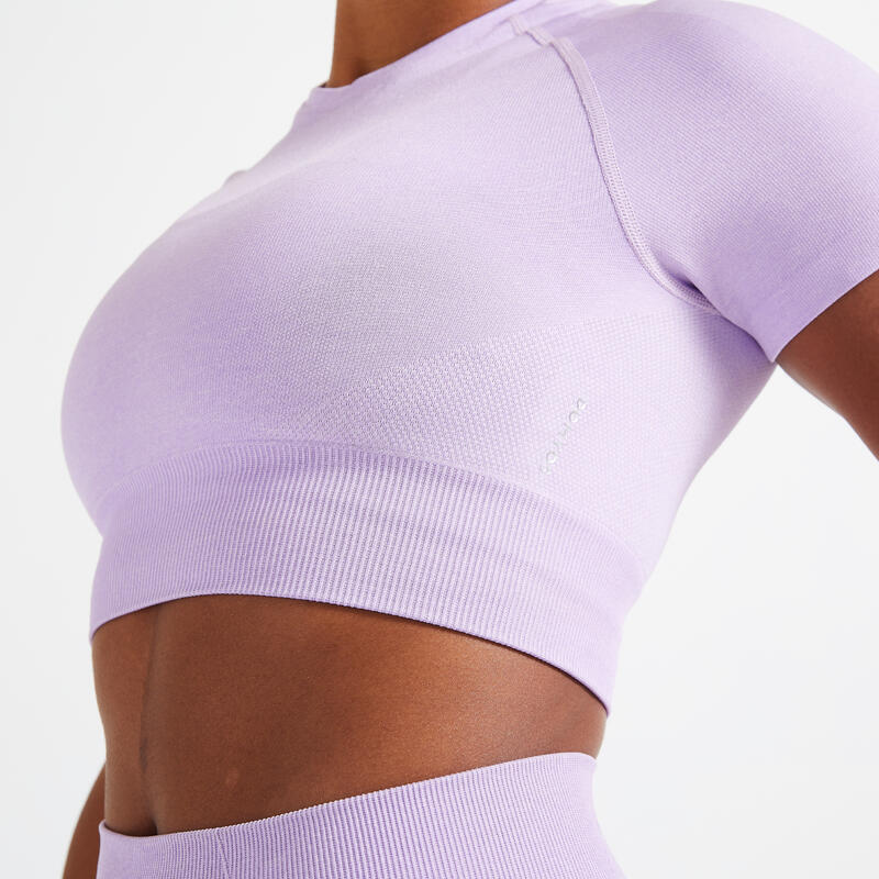T-shirt Crop top manches courtes Fitness seamless Violet