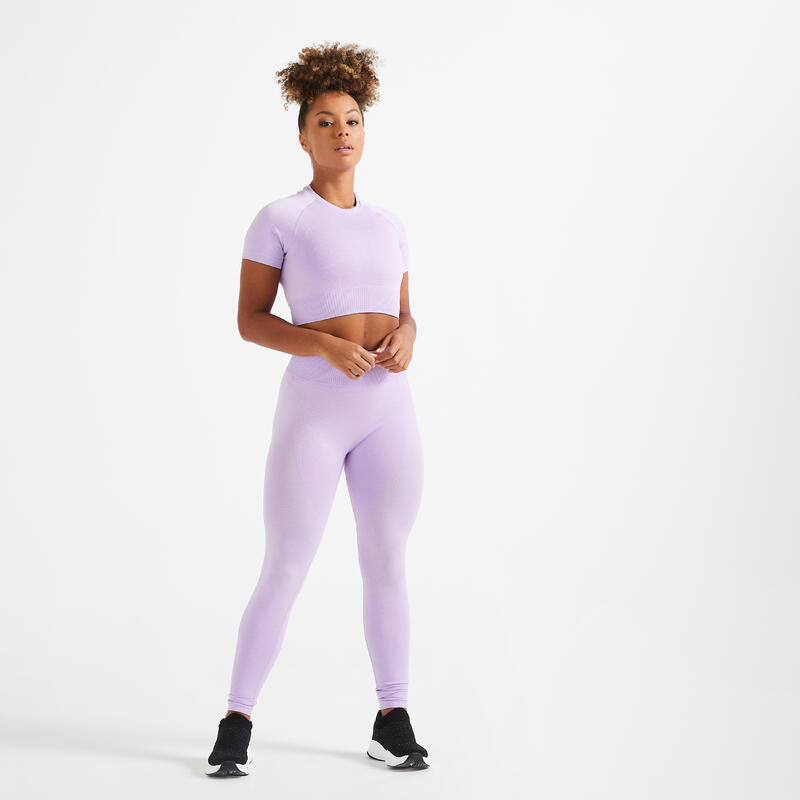 T-shirt Crop top manches courtes Fitness seamless Violet