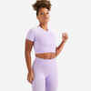 Seamless Short-Sleeved Cropped Fitness T-Shirt - Purple