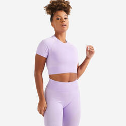 Seamless Short-Sleeved Cropped Fitness T-Shirt - Purple