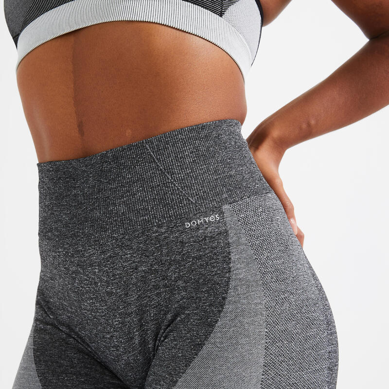 Korte tight met hoge taille voor fitness naadloos grijs