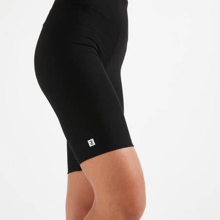 Women's High-Waisted Fitness Cardio Cycling Shorts - Black