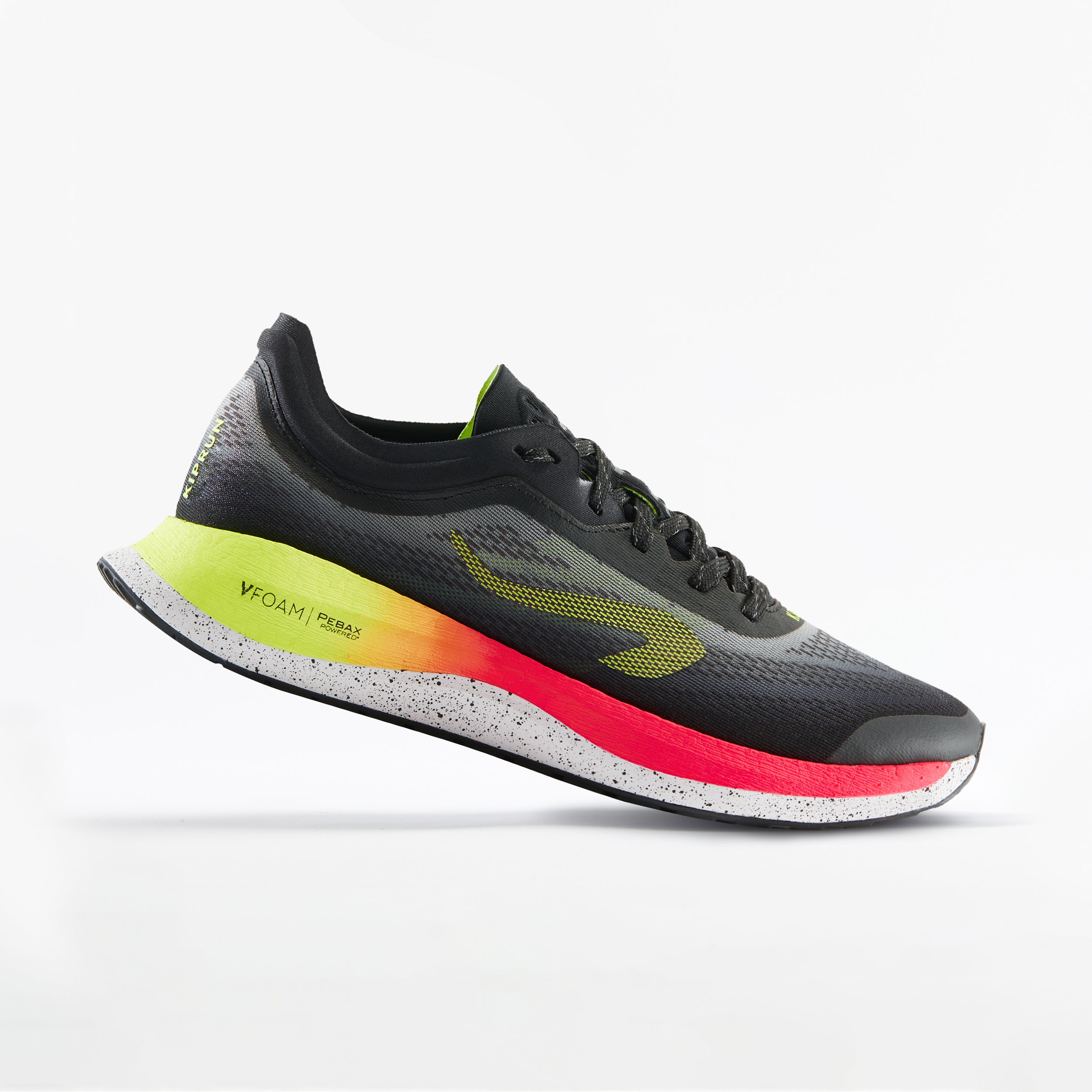 CHAUSSURES RUNNING HOMME - KIPRUN KD500 2 NOIR ROSE JAUNE