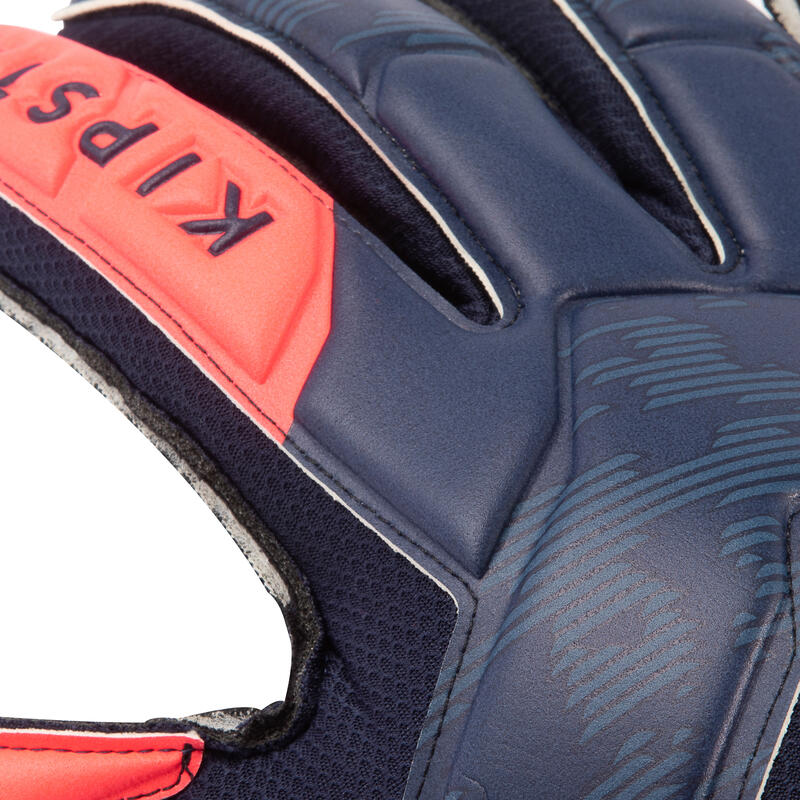 Guantes de portero de fútbol adulto F500 RESIST azul marino rosa 