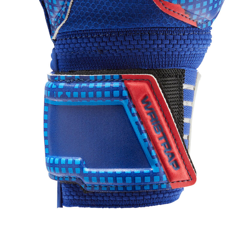 Dětské fotbalové brankářské rukavice F500 modro-červené
