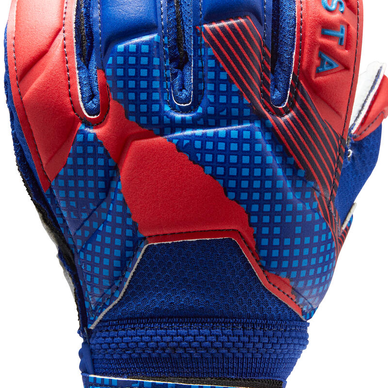 Dětské fotbalové brankářské rukavice F500 modro-červené