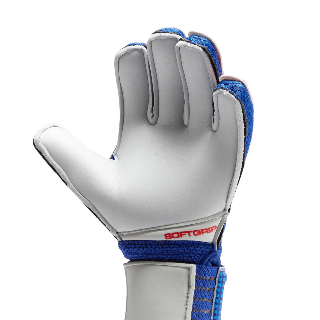 Gant de gardien de football enfant  F500 bleu rouge