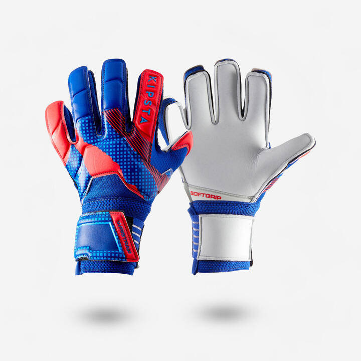 Kids' Football Goalkeeper Gloves F500 Blue/Red KIPSTA Decathlon