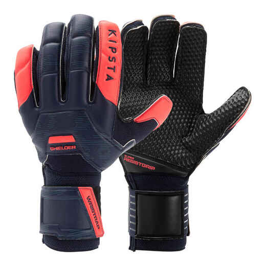 
      Adult Football Goalkeeper Gloves F500 Resist Shielder - Blue/Pink
  