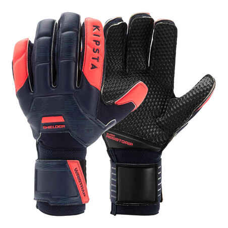 Brankárske futbalové rukavice F500 Resist Shielder pre dospelých modro-ružové