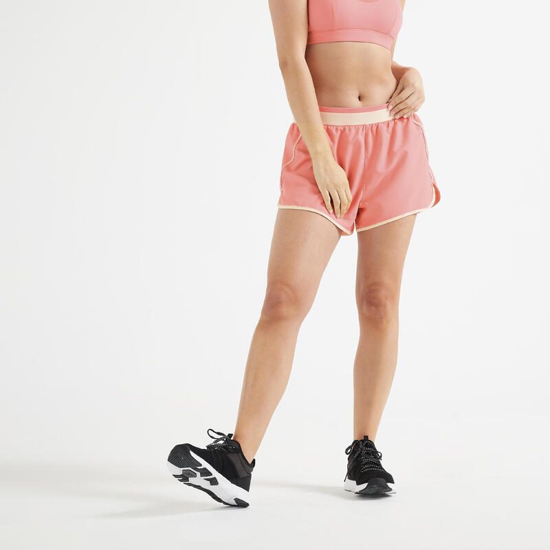 Short pantalón corto fitness amplio Mujer rosa pálido