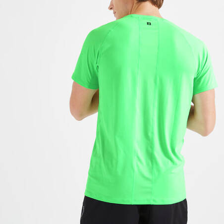 T-Shirt Fitness Essential Crew Neck Berpori Pria - Hijau Neon