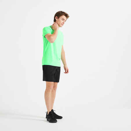 T-Shirt 120 Fitness atmungsaktiv Rundhals Herren neongrün  