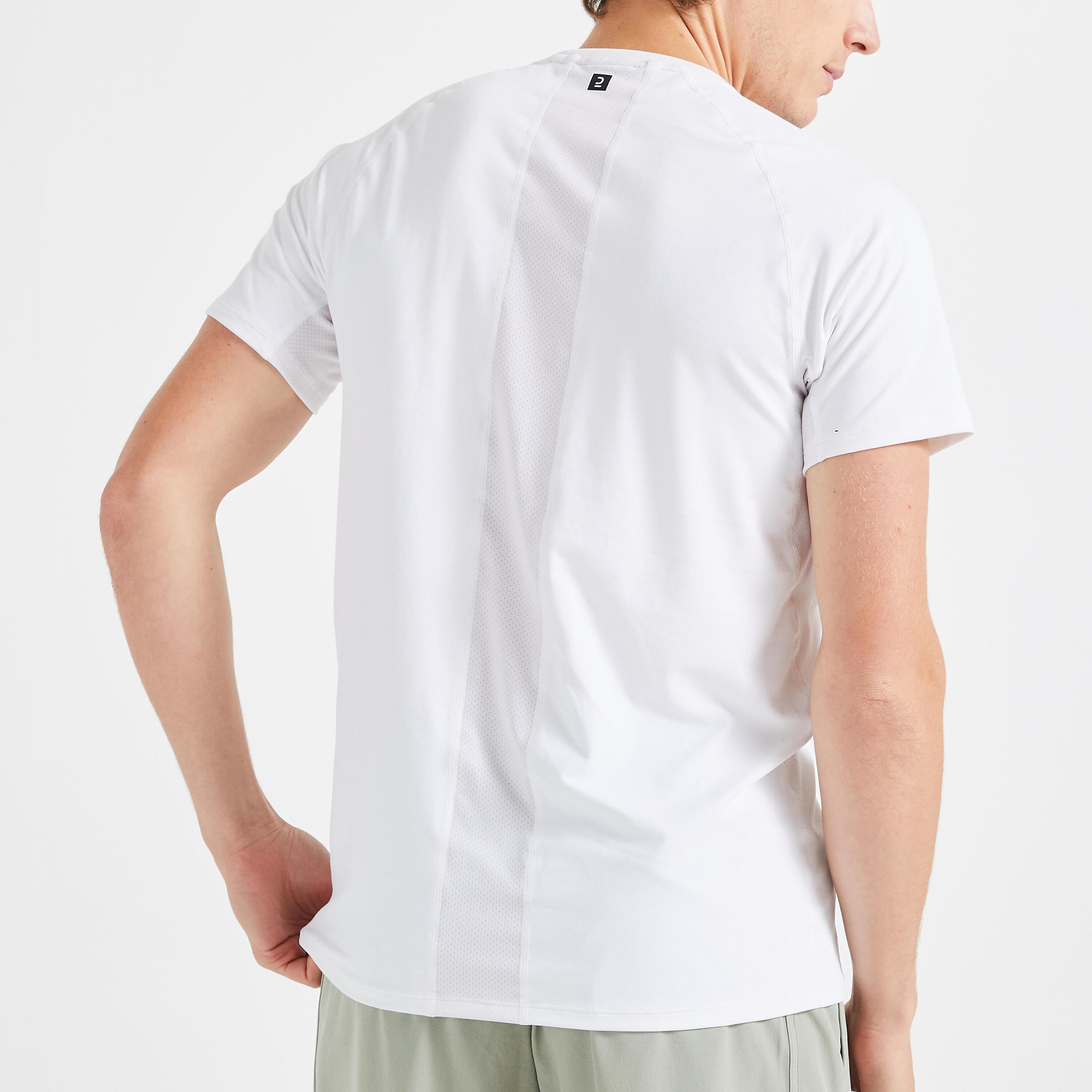Men's Crew Neck Breathable Essential Fitness T-Shirt - White/Print 3/5