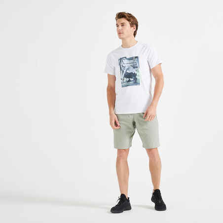 Men's Crew Neck Breathable Essential Fitness T-Shirt - White/Print