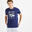 Ademend fitness T-shirt voor heren Essential ronde hals blauw met opdruk