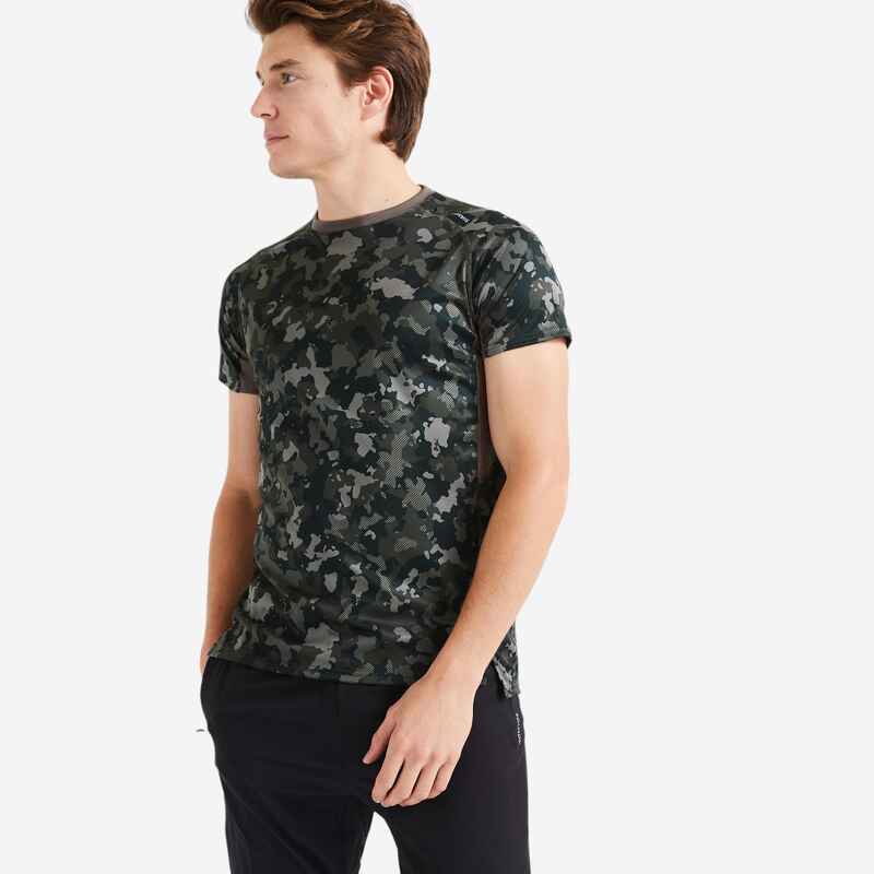 T-Shirt Fitness Essential atmungsaktiv Rundhalsausschnitt Herren Camouflage kaki T-Shirt Fitness Essential atmungsaktiv Rundhalsausschnitt Herren Camouflage kaki