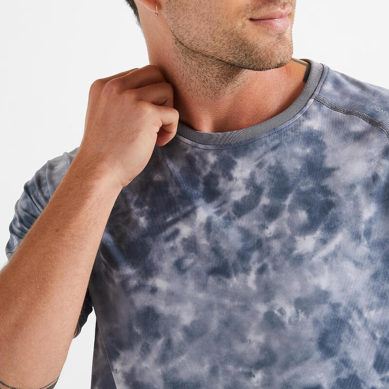 Camiseta fitness manga corta transpirable cuello redondo Hombre Domyos gris
