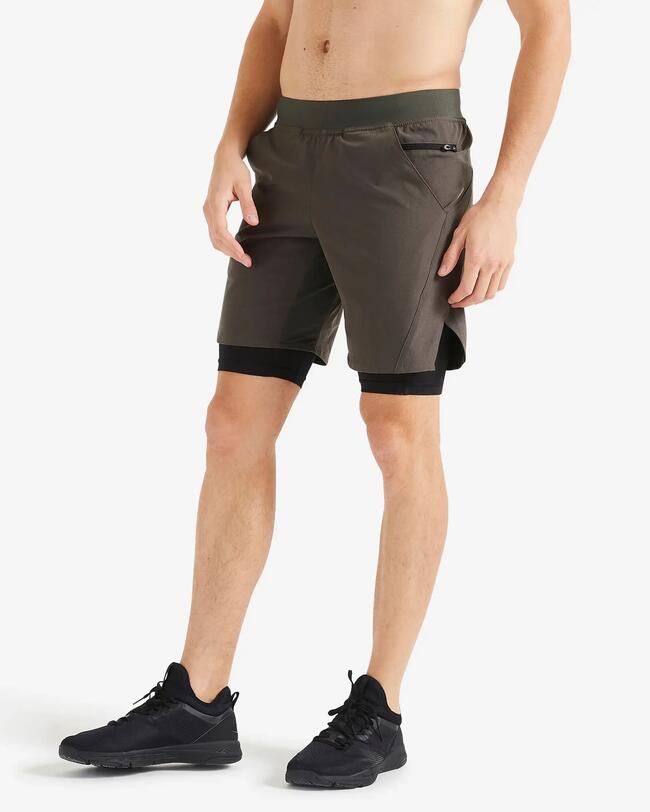 2-IN-1 Atmungsaktive 2-in-1-Herrenshorts mit Reissverschlusstasche