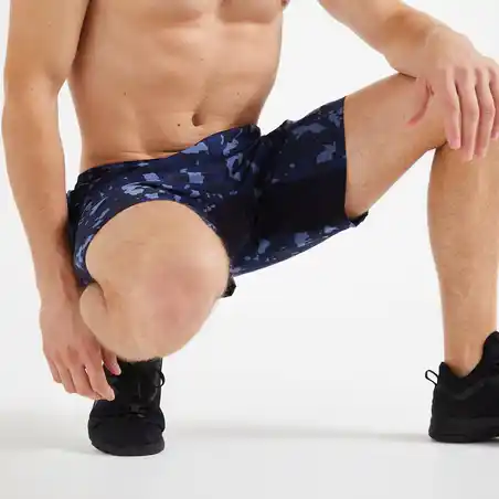 Men's Zip Pocket Breathable Essential Fitness Shorts - AOP Blue
