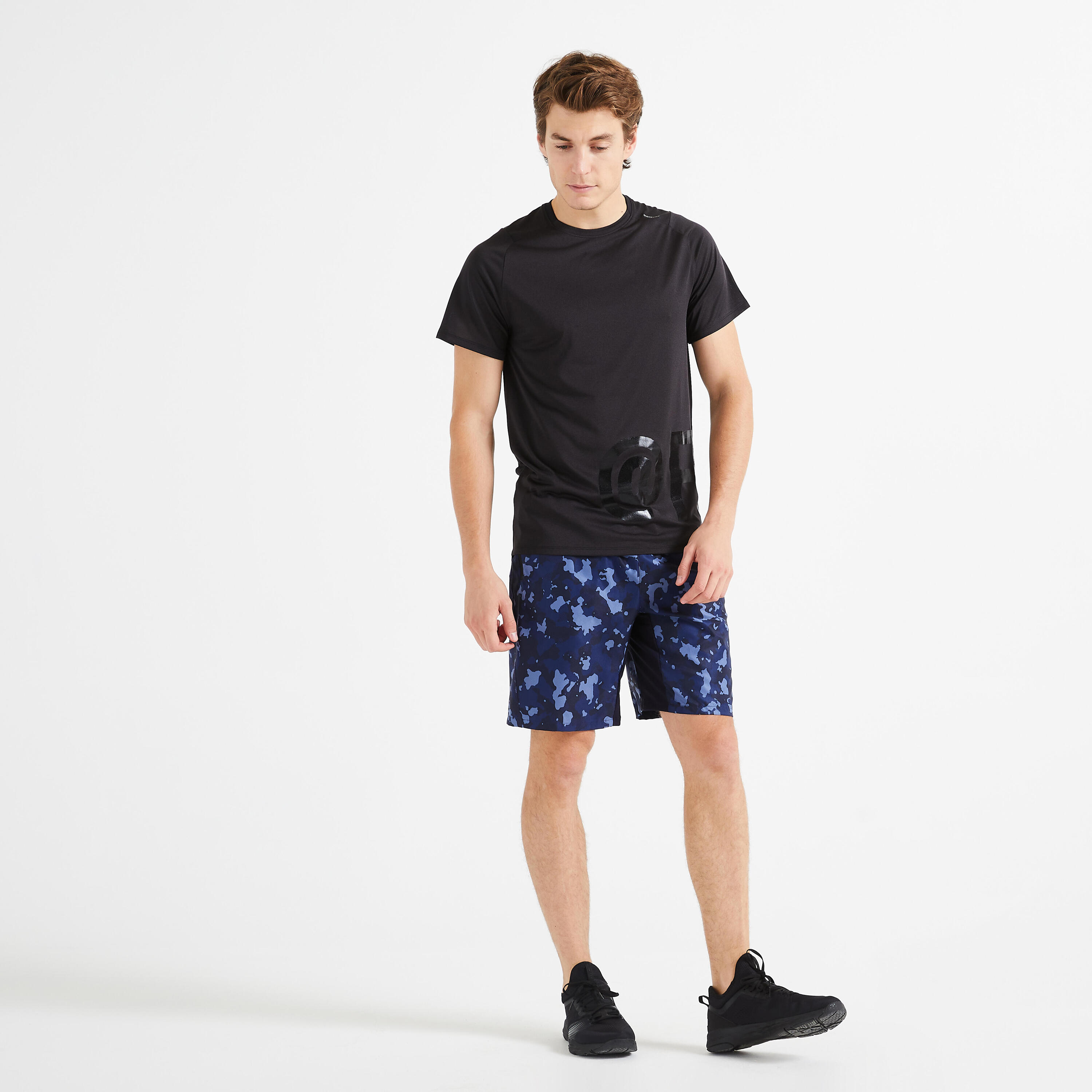 Men's Zip Pocket Breathable Essential Fitness Shorts - AOP Blue 2/6